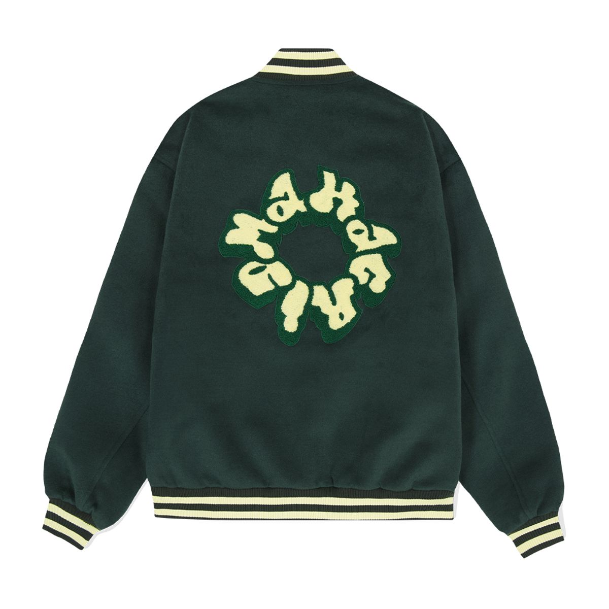 마하그리드(MAHAGRID) THROW UP VARSITY JACKET GREEN(MG2DFMJ242A)