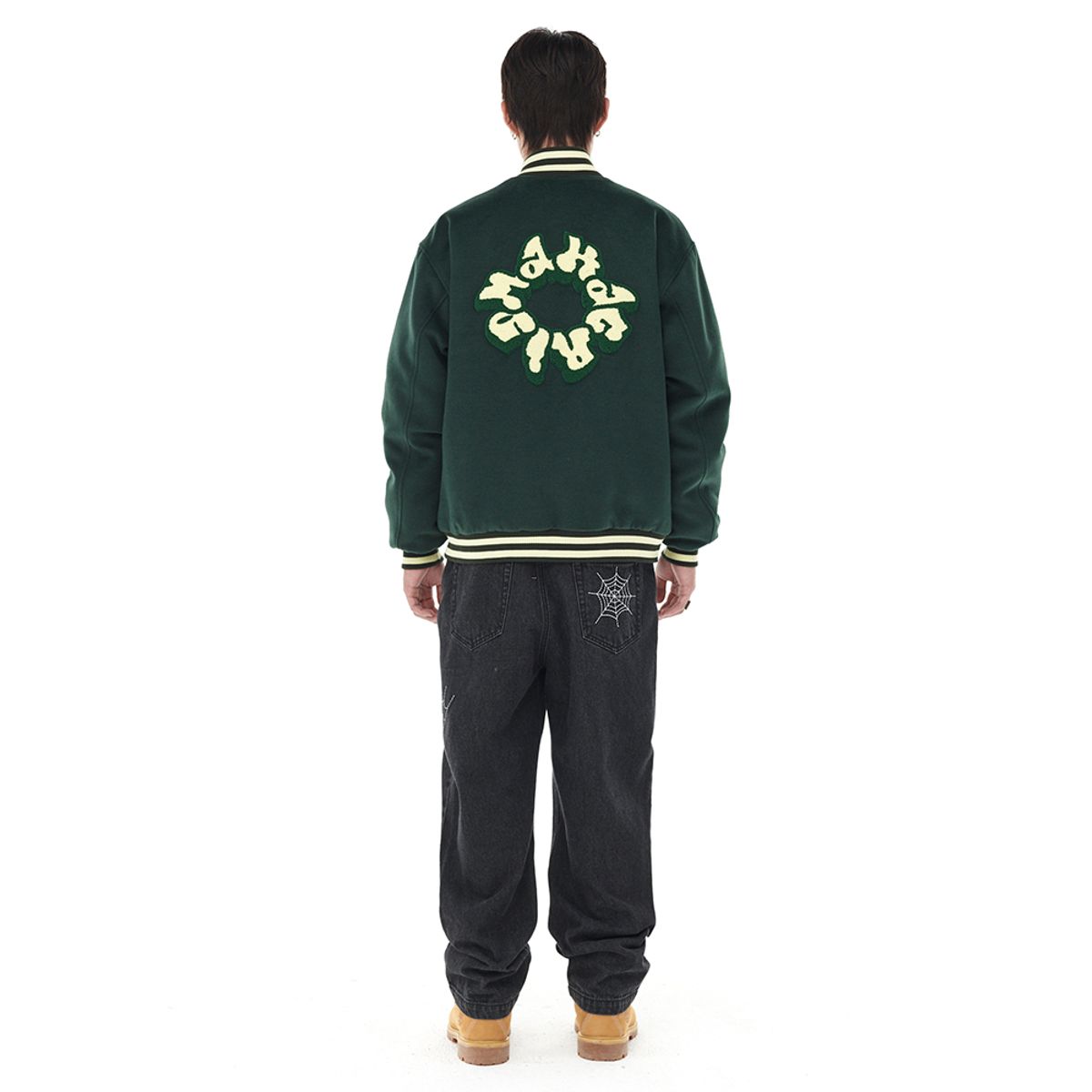 마하그리드(MAHAGRID) THROW UP VARSITY JACKET GREEN(MG2DFMJ242A)