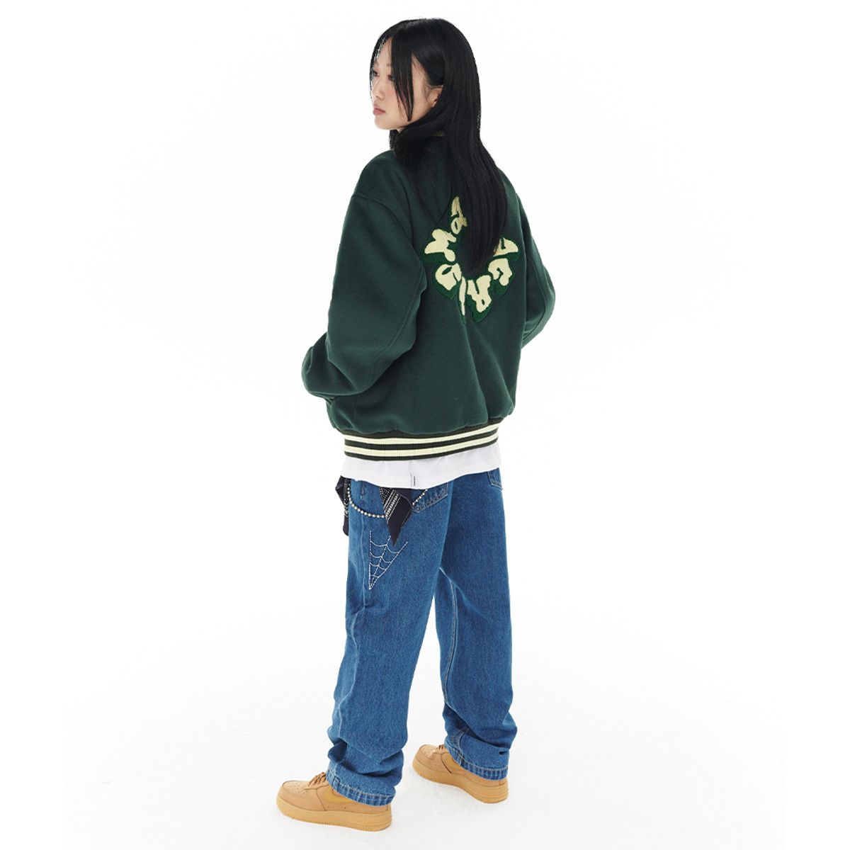 마하그리드(MAHAGRID) THROW UP VARSITY JACKET GREEN(MG2DFMJ242A)