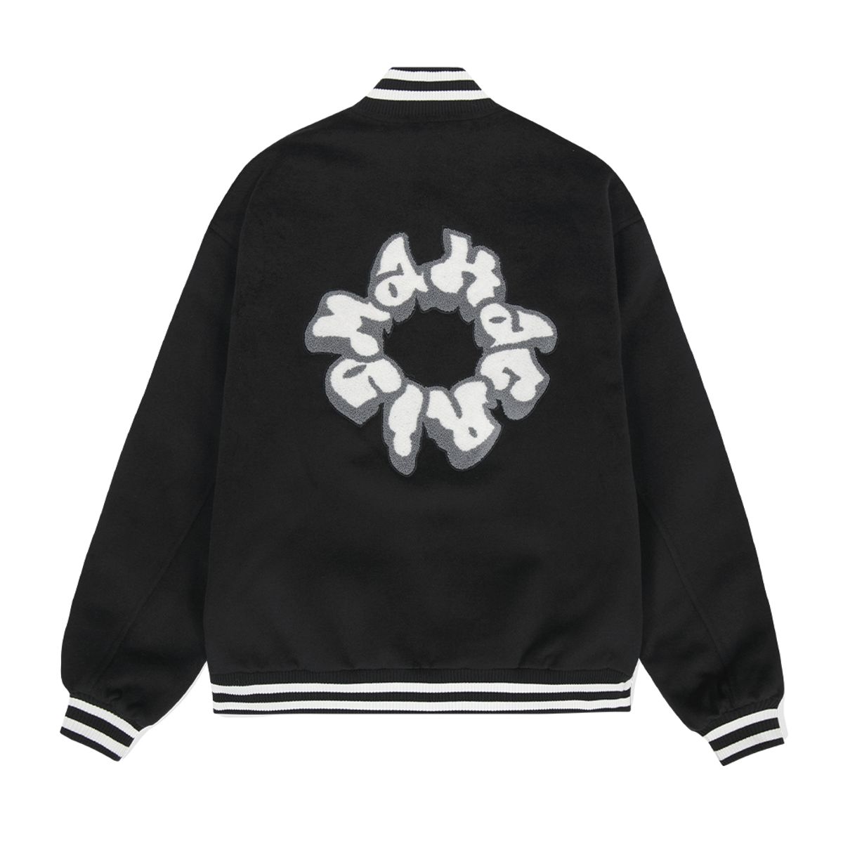 마하그리드(MAHAGRID) THROW UP VARSITY JACKET BLACK(MG2DFMJ242A)