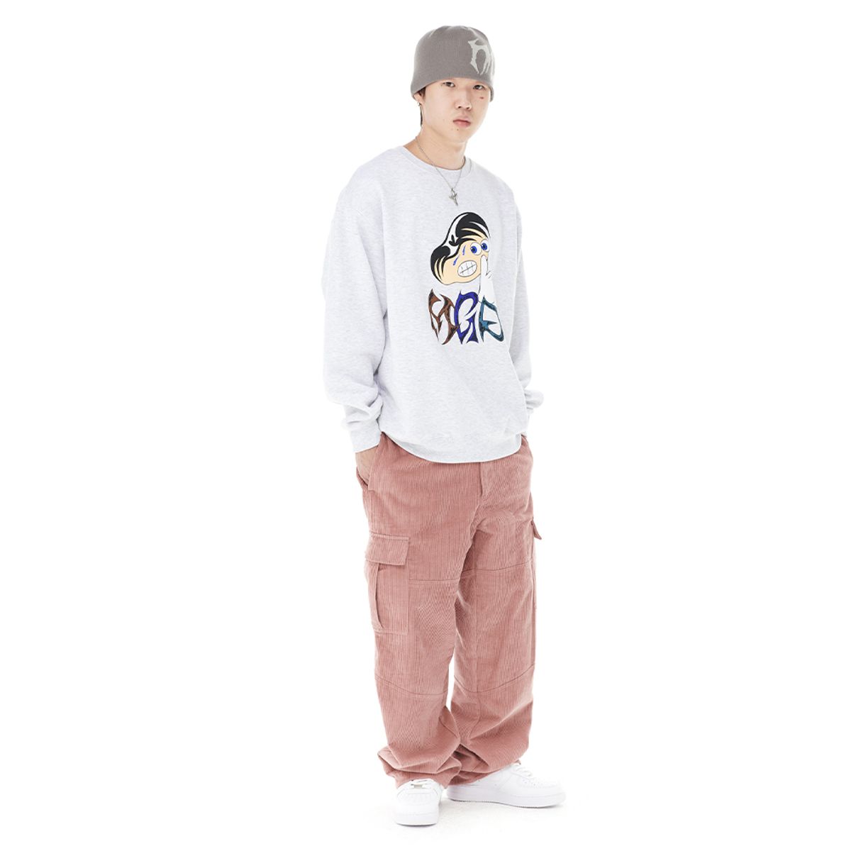 마하그리드(MAHAGRID) HUSH SWEATSHIRT LIGHT GREY(MG2DFMM459A)