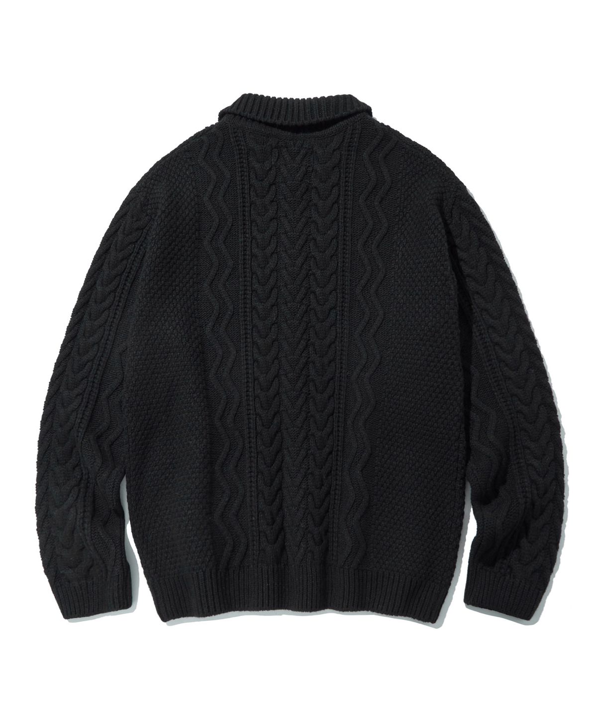 디써티원(DTHIRTYONE) Fisherman Cable Collar Cardigan_Black