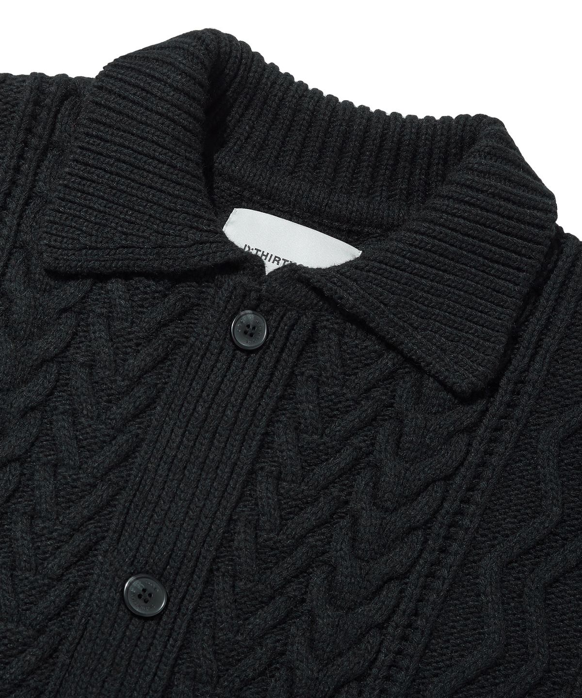디써티원(DTHIRTYONE) Fisherman Cable Collar Cardigan_Black