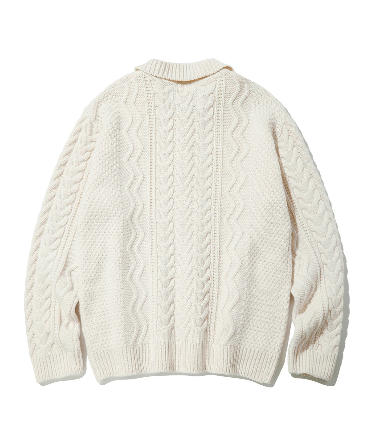 디써티원(DTHIRTYONE) Fisherman Cable Collar Cardigan_Cream