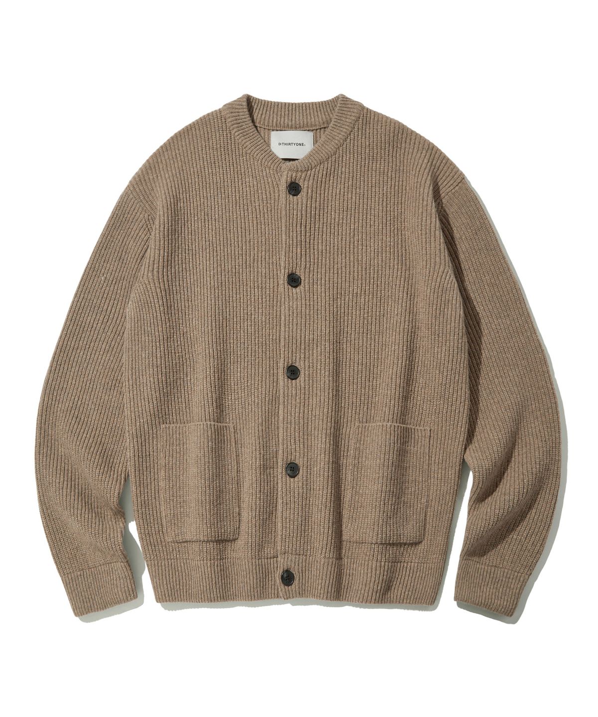 디써티원(DTHIRTYONE) DTO Wappen Crewneck Wool Cardigan_Brown