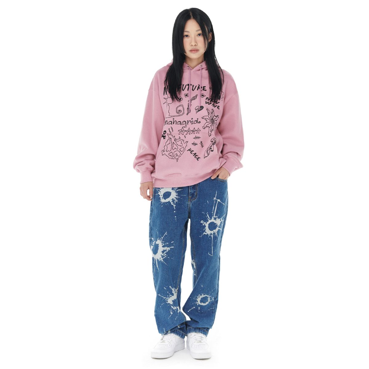 마하그리드(MAHAGRID) NO FUTURE HOODIE PINK(MG2DFMM416A)