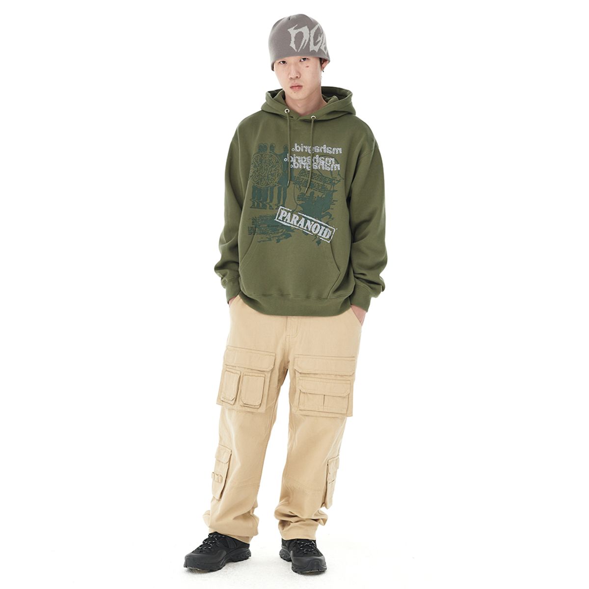 마하그리드(MAHAGRID) PARANOID HOODIE KHAKI(MG2DFMM420A)