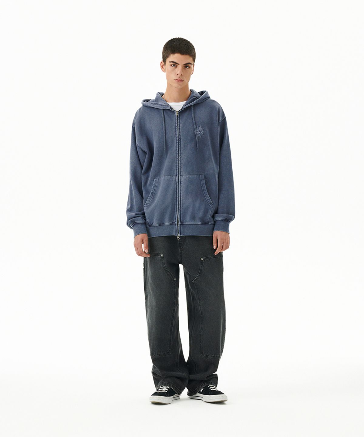 마하그리드(MAHAGRID) SUN LOGO PIGMENT ZIP UP HOODIE NAVY(MG2DFMM430A)