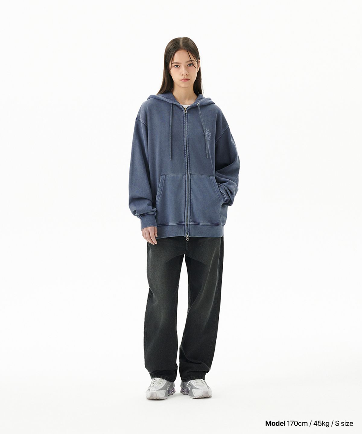 마하그리드(MAHAGRID) SUN LOGO PIGMENT ZIP UP HOODIE NAVY(MG2DFMM430A)