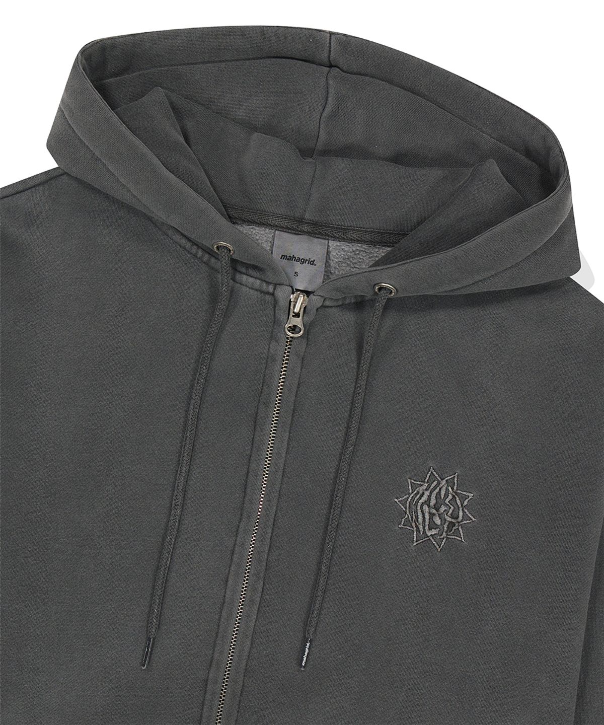 마하그리드(MAHAGRID) SUN LOGO PIGMENT ZIP UP HOODIE CHARCOAL(MG2DFMM430A)