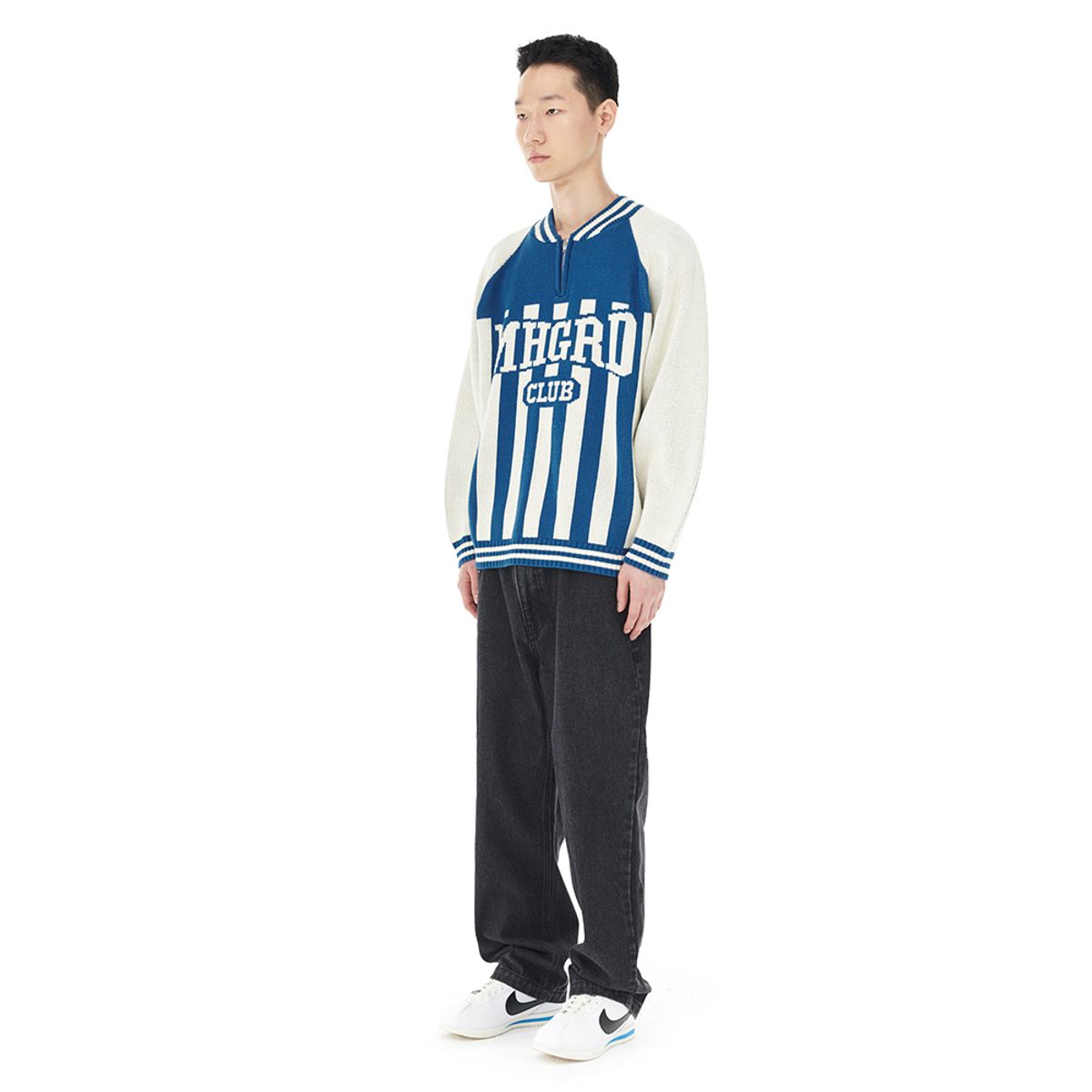 마하그리드(MAHAGRID) MHGRD CLUB HALF ZIP KNIT BLUE(MG2DFMK680A)