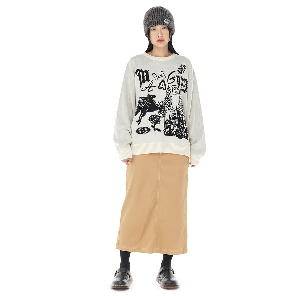 MUSINSA公式 | MAHAGRID FANTASIA KNIT SWEATER IVORY(MG2DFMK623A)
