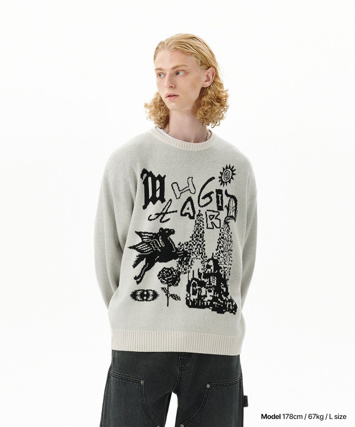 마하그리드(MAHAGRID) FANTASIA KNIT SWEATER IVORY(MG2DFMK623A)