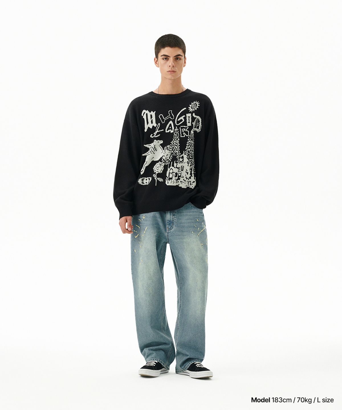 마하그리드(MAHAGRID) FANTASIA KNIT SWEATER BLACK(MG2DFMK623A)