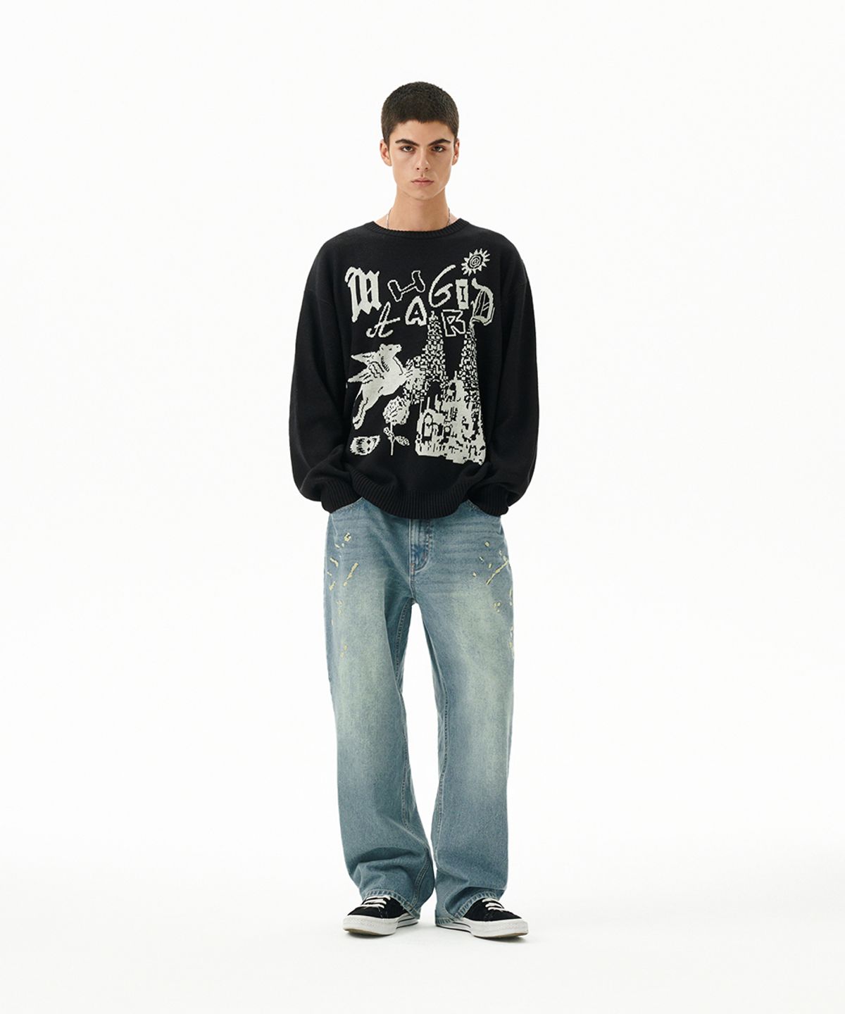 마하그리드(MAHAGRID) FANTASIA KNIT SWEATER BLACK(MG2DFMK623A)