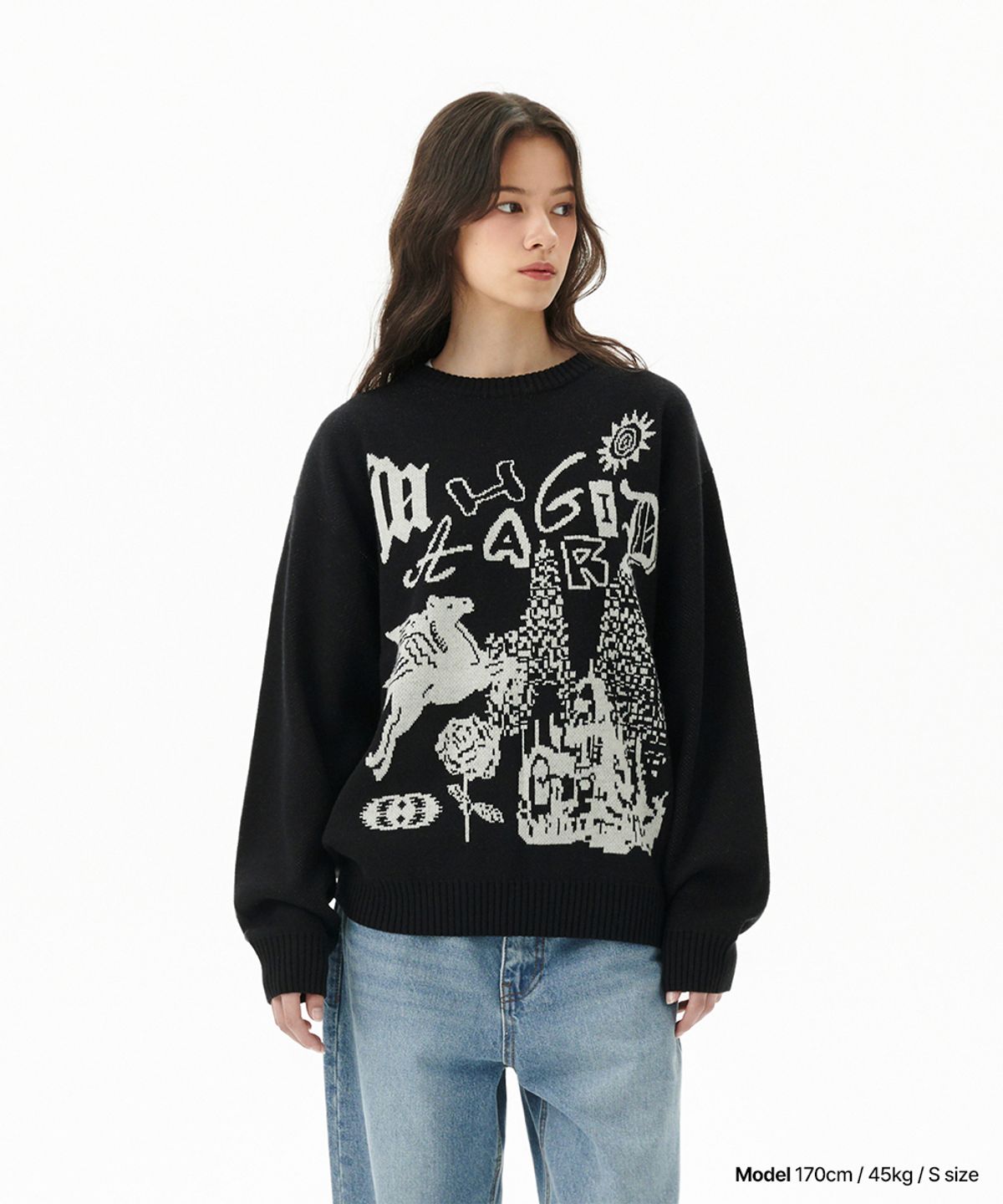 마하그리드(MAHAGRID) FANTASIA KNIT SWEATER BLACK(MG2DFMK623A)