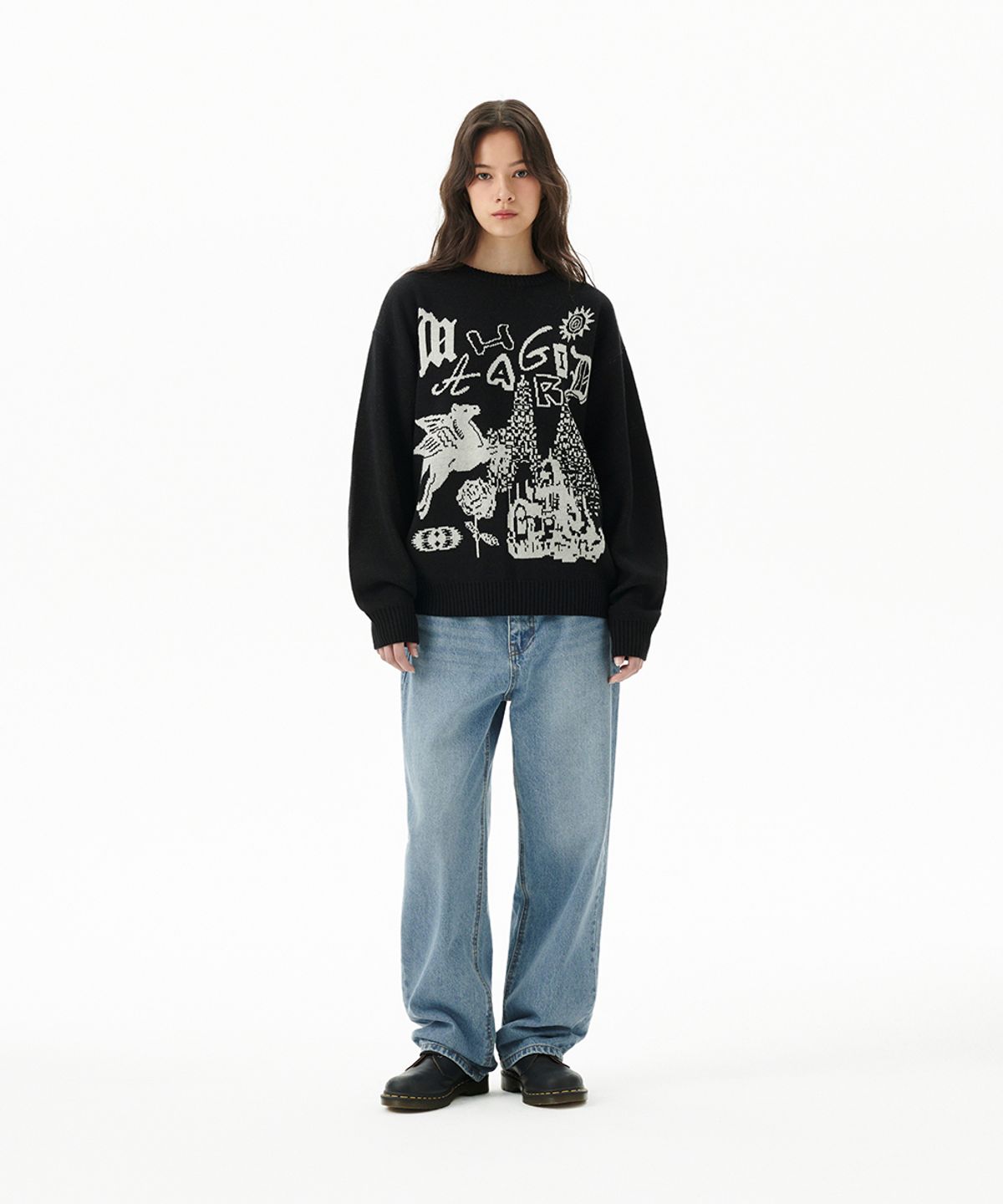 마하그리드(MAHAGRID) FANTASIA KNIT SWEATER BLACK(MG2DFMK623A)