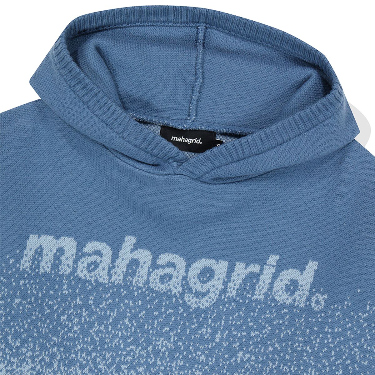 마하그리드(MAHAGRID) BASIC LOGO OMBRE KNIT HOODIE BLUE(MG2DFMK630A)