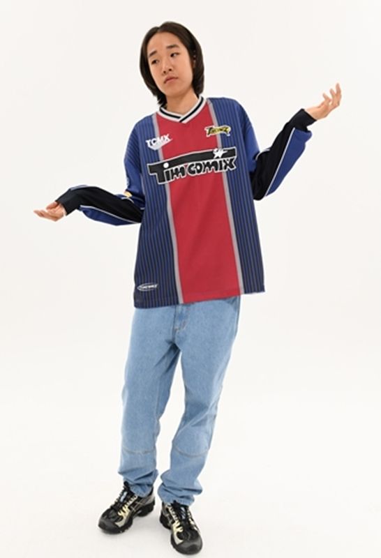 MUSINSA | TIMCOMIX COMIX COLOR BLOCK SOCCER JERSEY NAVY