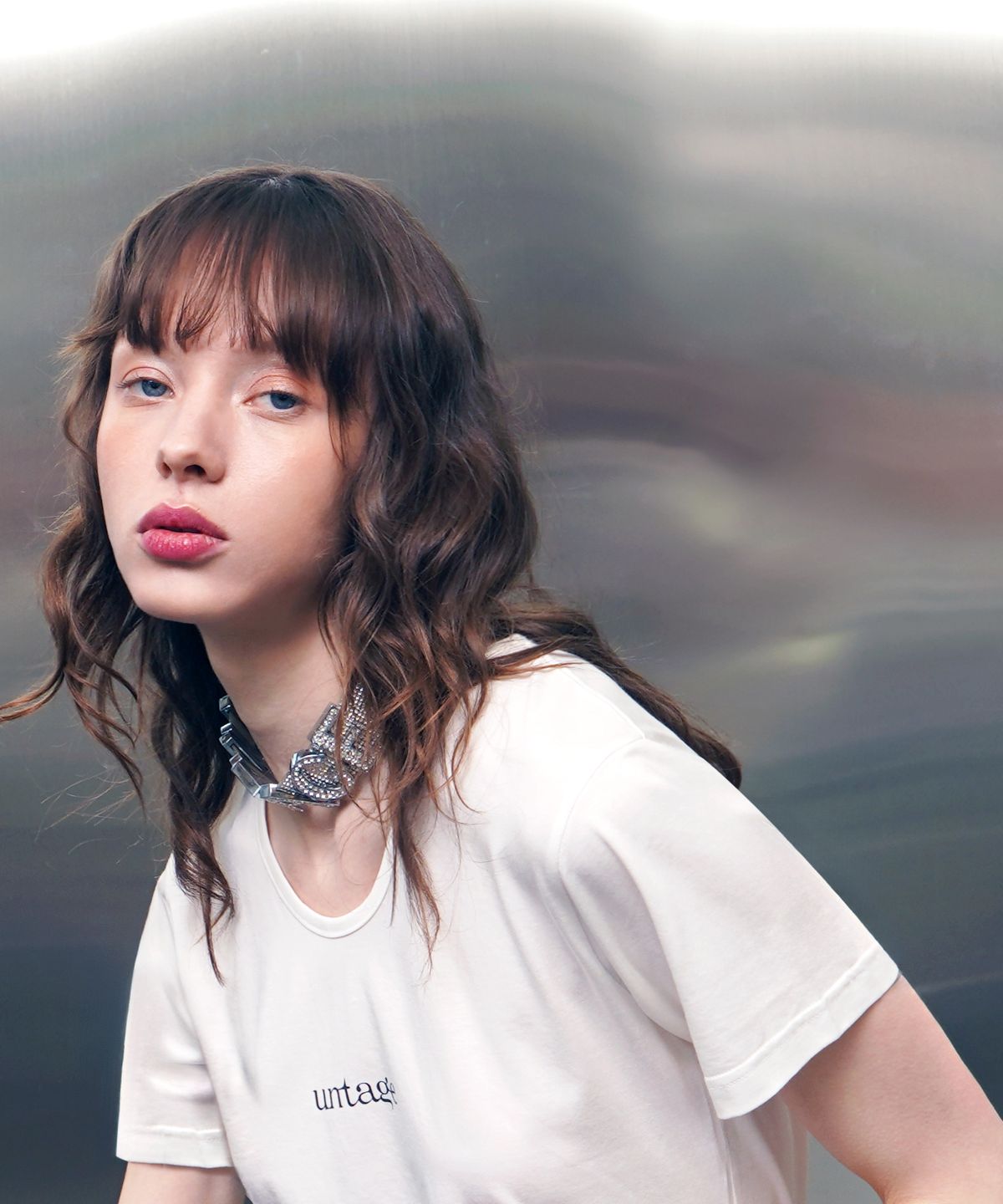 언티지(UNTAGE) 텐셀 로고 프린트 반팔 티셔츠[White(UNISEX)]_UTT-ST31
