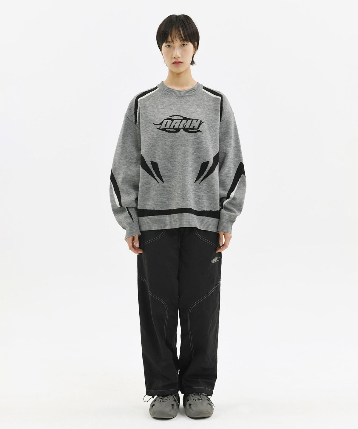 래리클락(LARRY CLARK) DAMN RACER JACQUARD KNIT GRAY