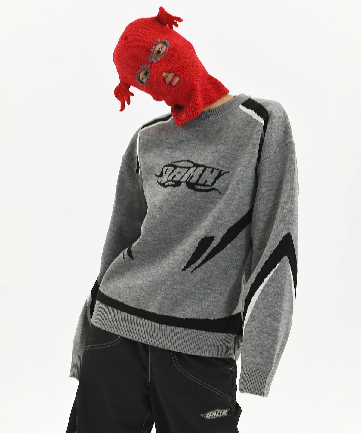 래리클락(LARRY CLARK) DAMN RACER JACQUARD KNIT GRAY