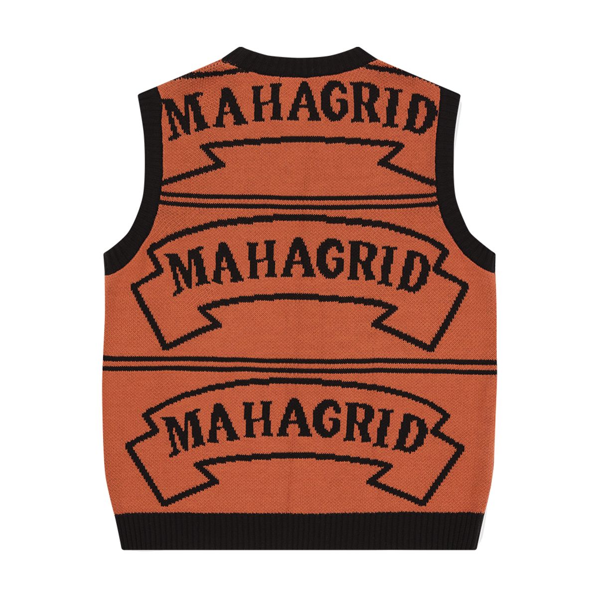 마하그리드(MAHAGRID) FLAG LOGO KNIT VEST ORANGE(MG2DFMK690A)