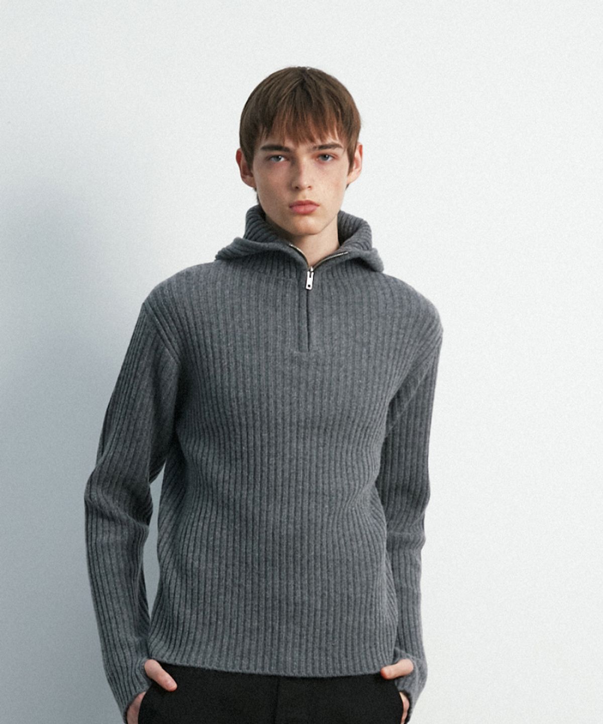 문선 아카이브(MOONSUN ARCHIVE) UNISEX, Balaclava Knit Top / Grey