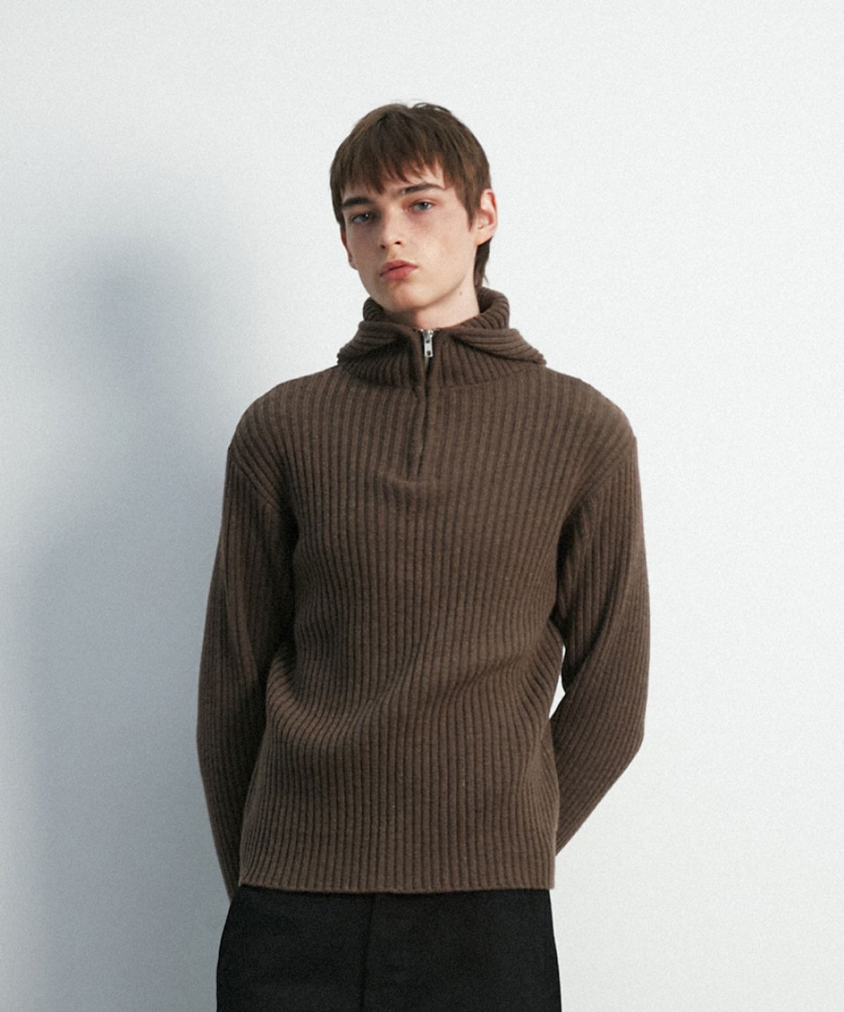 문선 아카이브(MOONSUN ARCHIVE) UNISEX, Balaclava Knit Top / Coffee