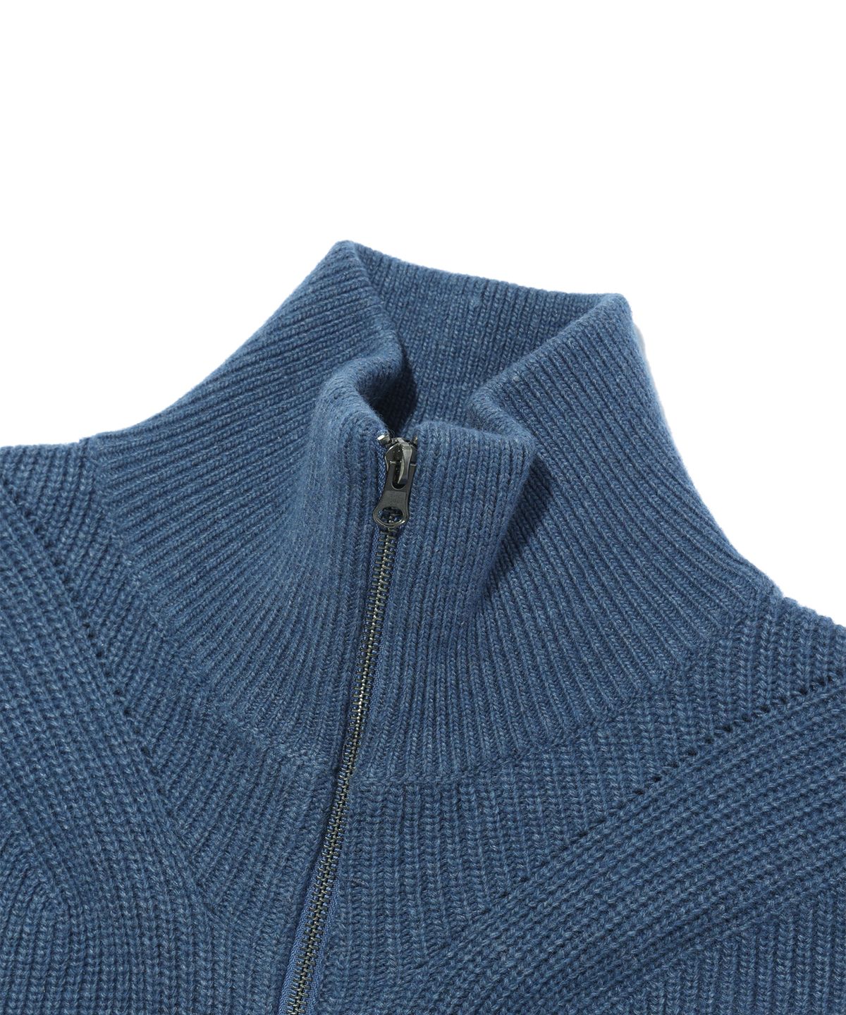 사운즈라이프(SOUNDSLIFE) Collar Knit Full Zip-Up Blue