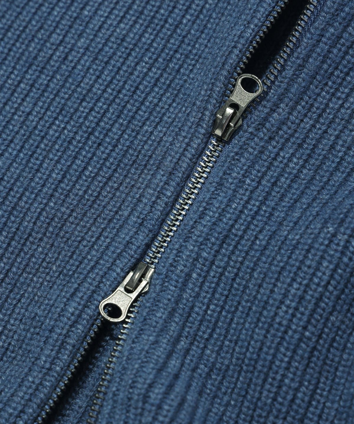 사운즈라이프(SOUNDSLIFE) Collar Knit Full Zip-Up Blue