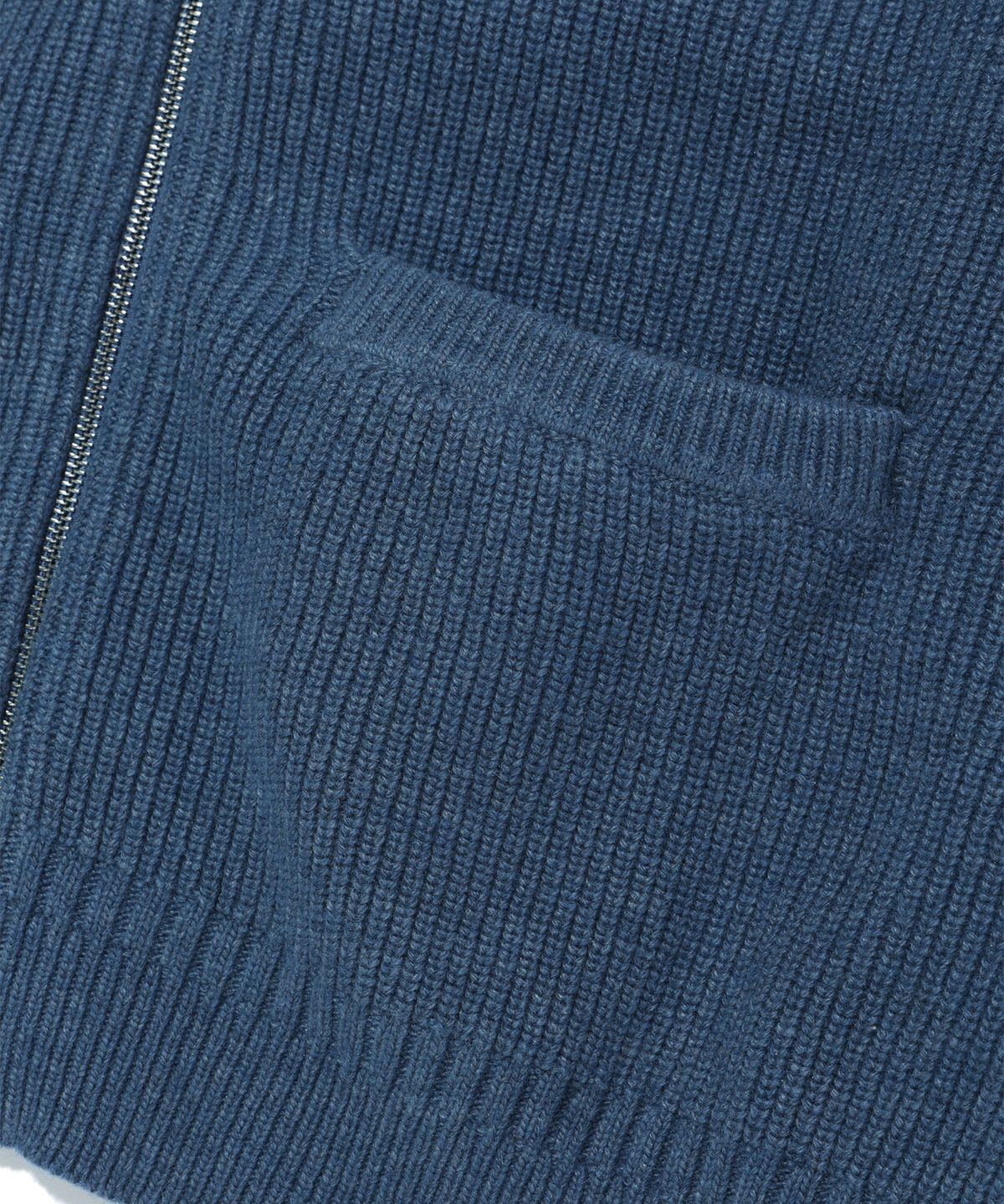 사운즈라이프(SOUNDSLIFE) Collar Knit Full Zip-Up Blue