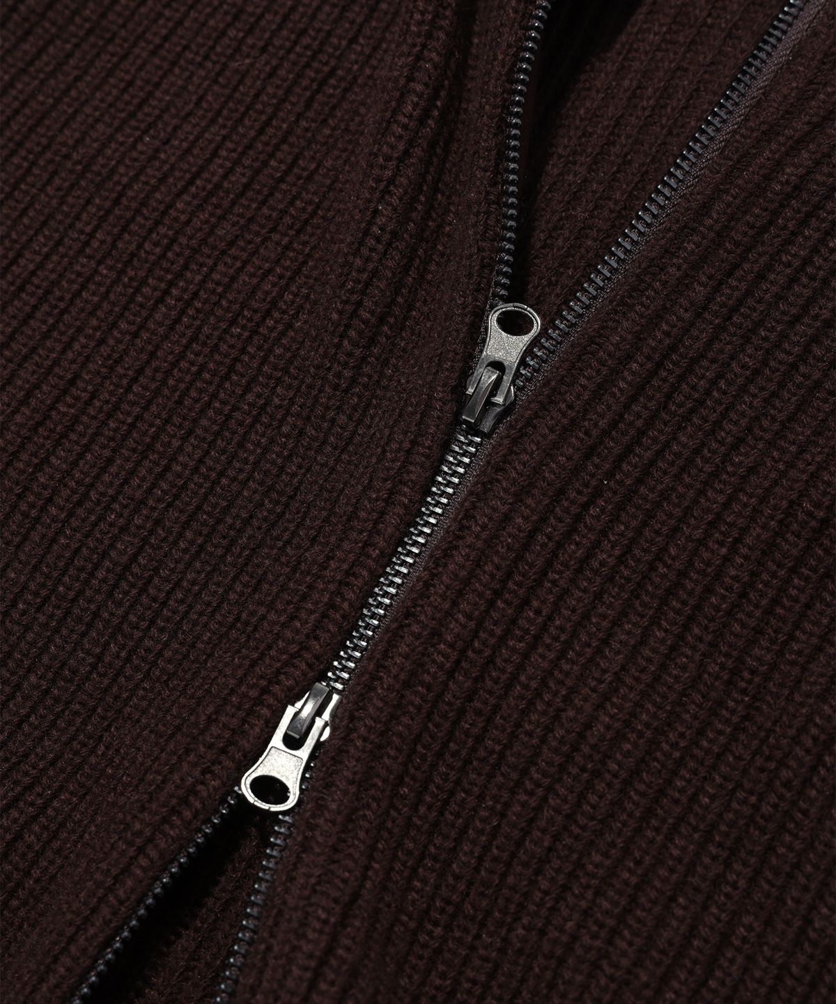 사운즈라이프(SOUNDSLIFE) Collar Knit Full Zip-Up Brown