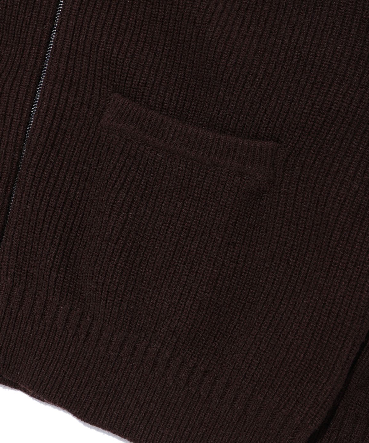 사운즈라이프(SOUNDSLIFE) Collar Knit Full Zip-Up Brown