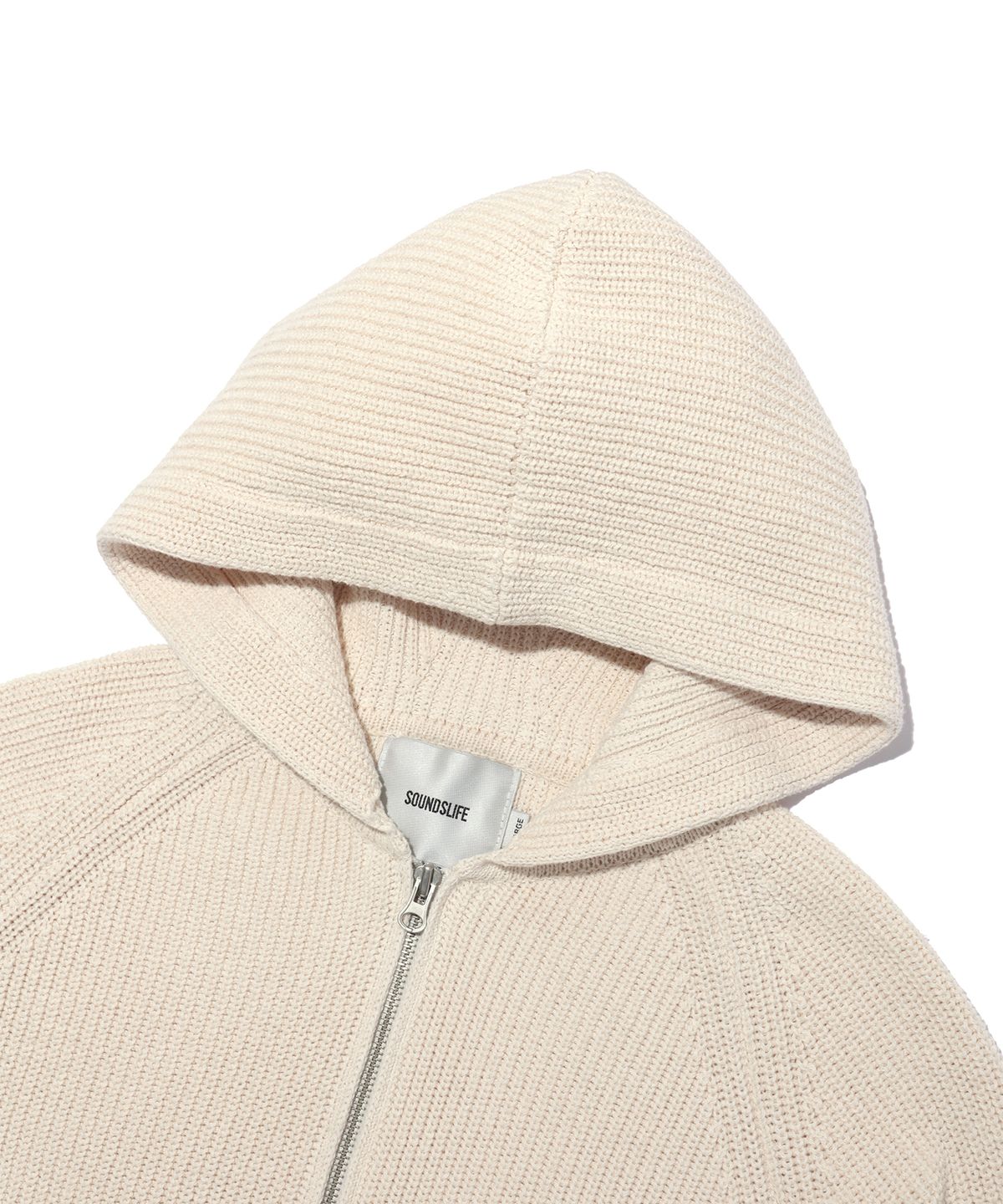 사운즈라이프(SOUNDSLIFE) Hoodie Half Neck Knit Cream