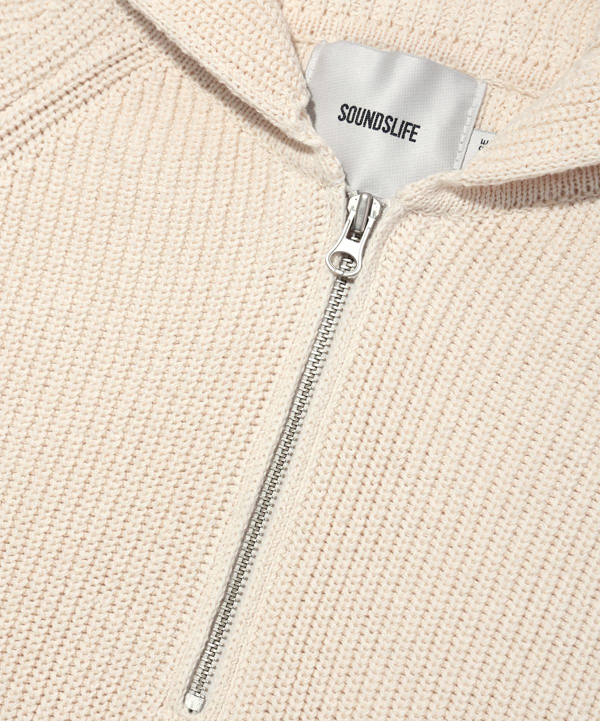 사운즈라이프(SOUNDSLIFE) Hoodie Half Neck Knit Cream