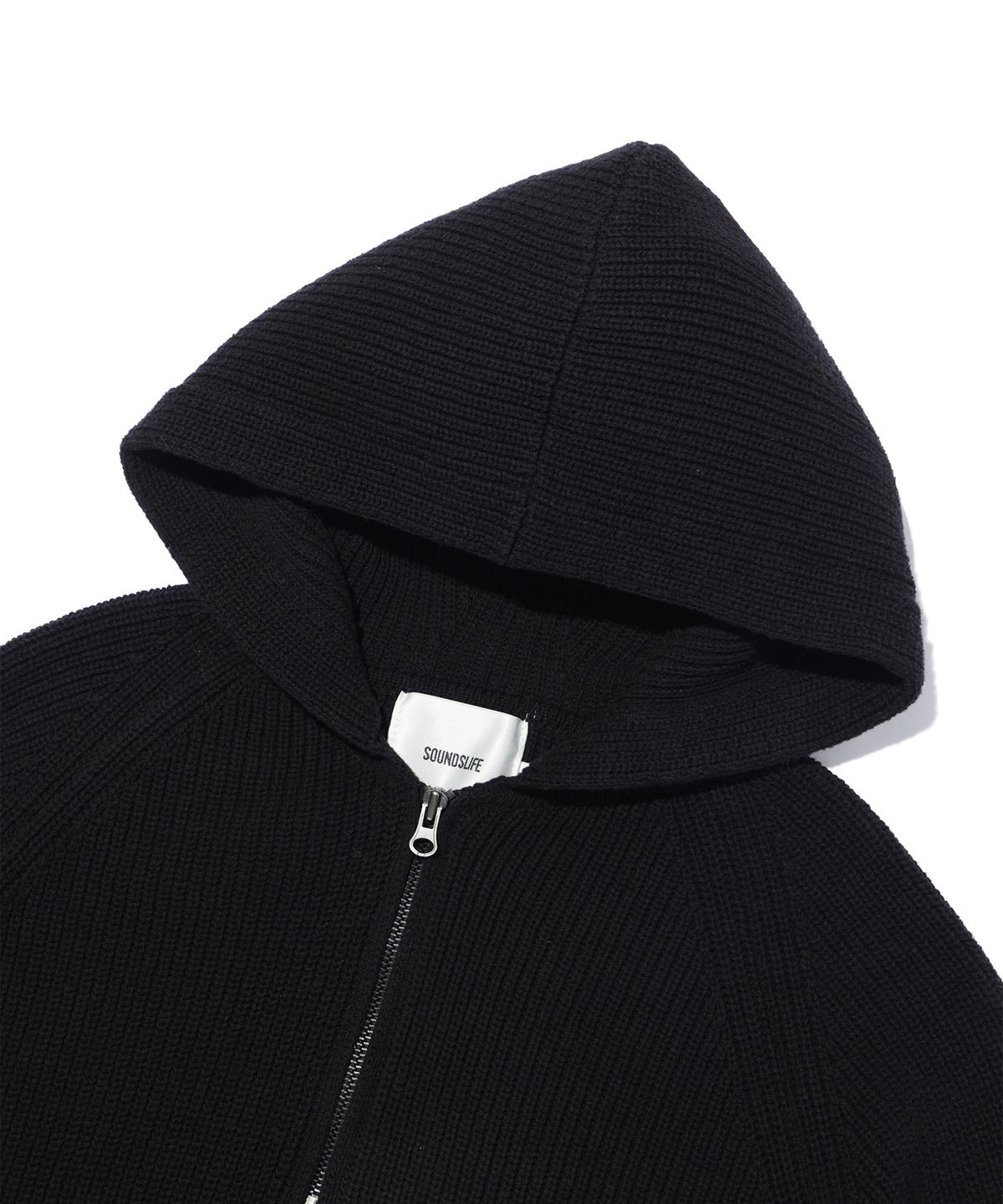 사운즈라이프(SOUNDSLIFE) Hoodie Half Neck Knit Black