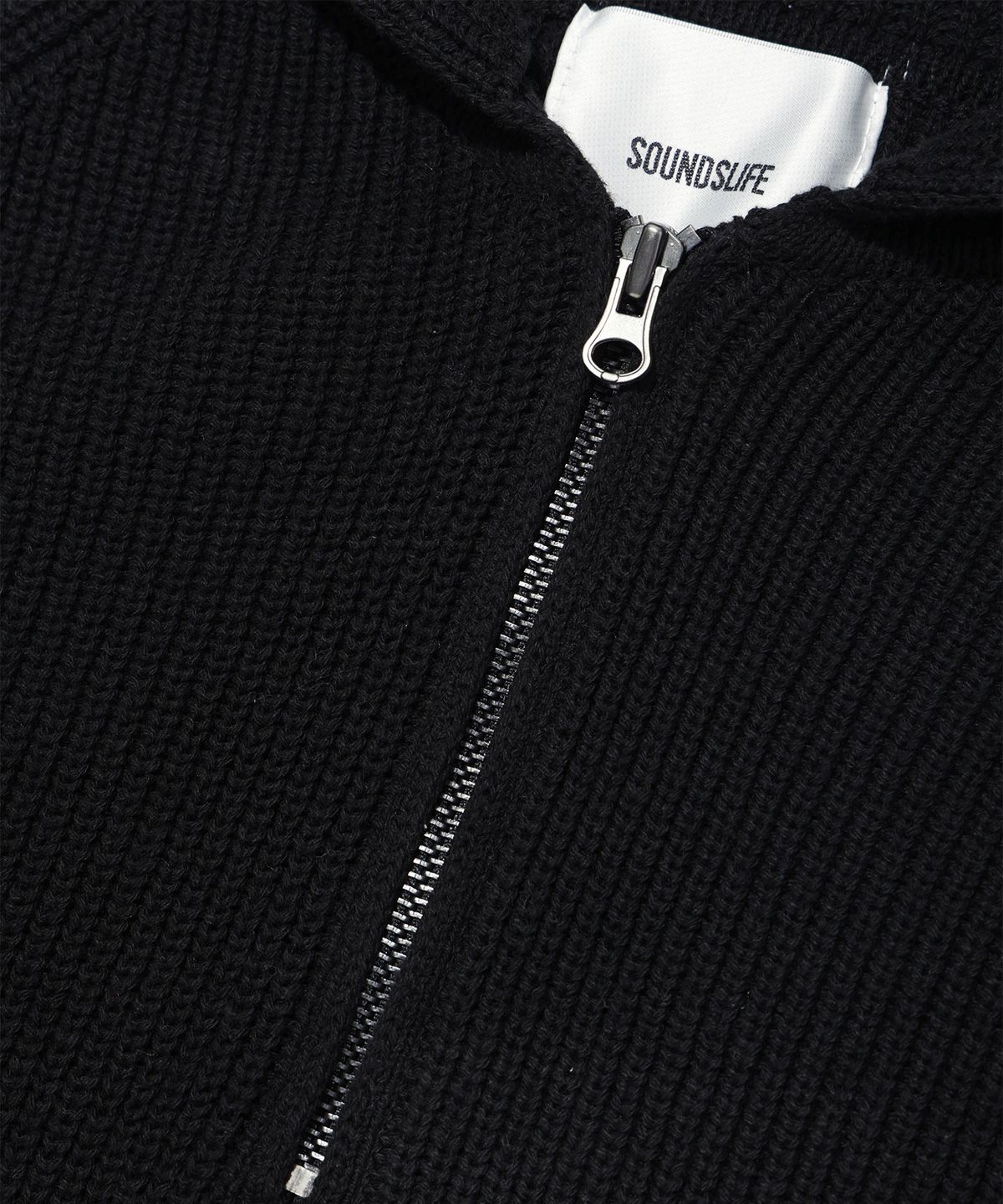 사운즈라이프(SOUNDSLIFE) Hoodie Half Neck Knit Black