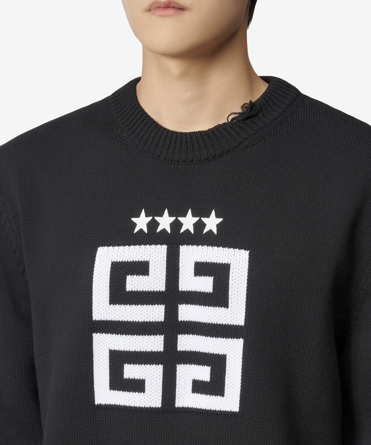 지방시(GIVENCHY) 4G 스타 디스트레스 니트 - 블랙 / BM90NT4ZH6004