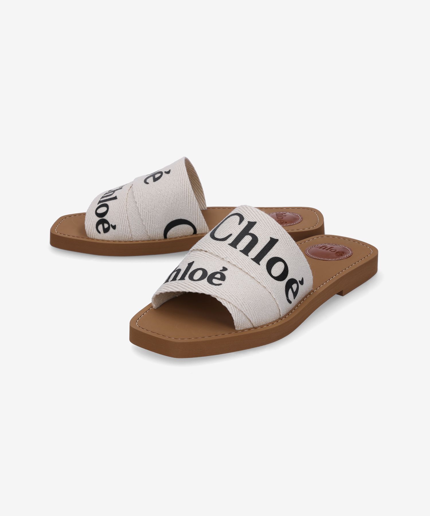 サンダル・ミュール CHLOE Women Sandals CHC22U188Z3101 White Chloe' `woody` flat sandals - White - Women | CHC22U188Z3101