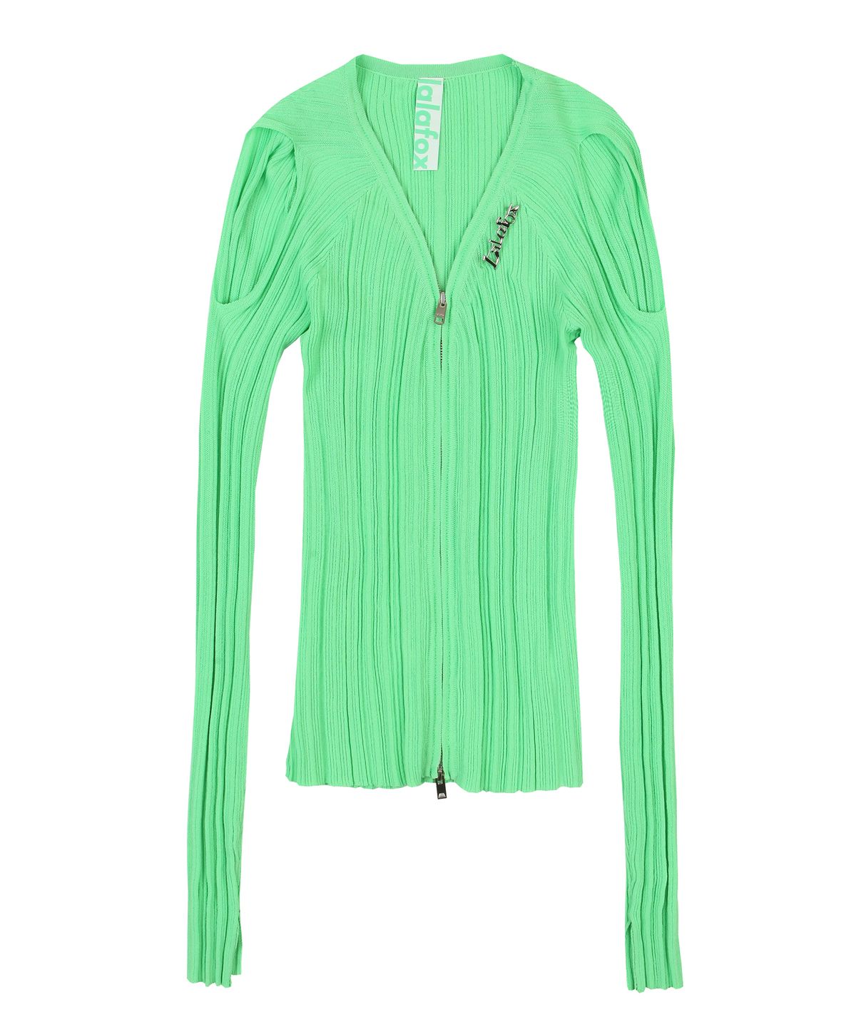 라라폭스(LALAFOX) RIBBED CUT OUT CARDIGAN GREEN BP1KG002