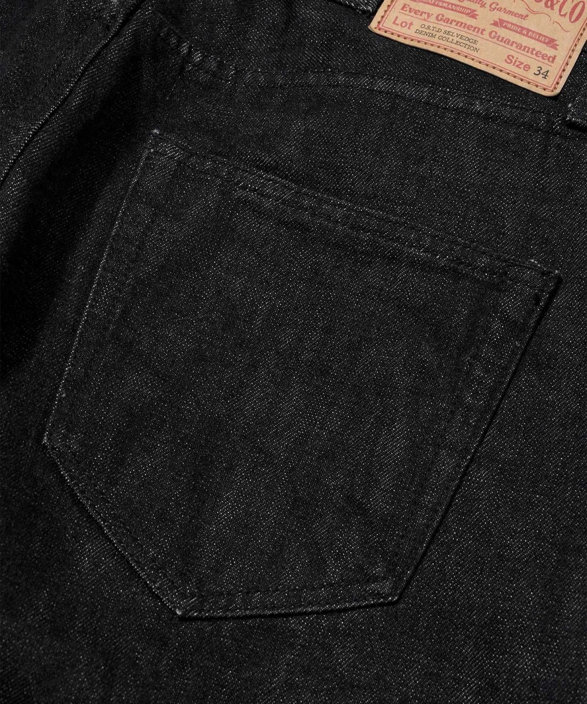 아웃스탠딩(OUTSTANDING) 30’S CINCH BACK SELVEDGE WIDE PANTS_BLACK