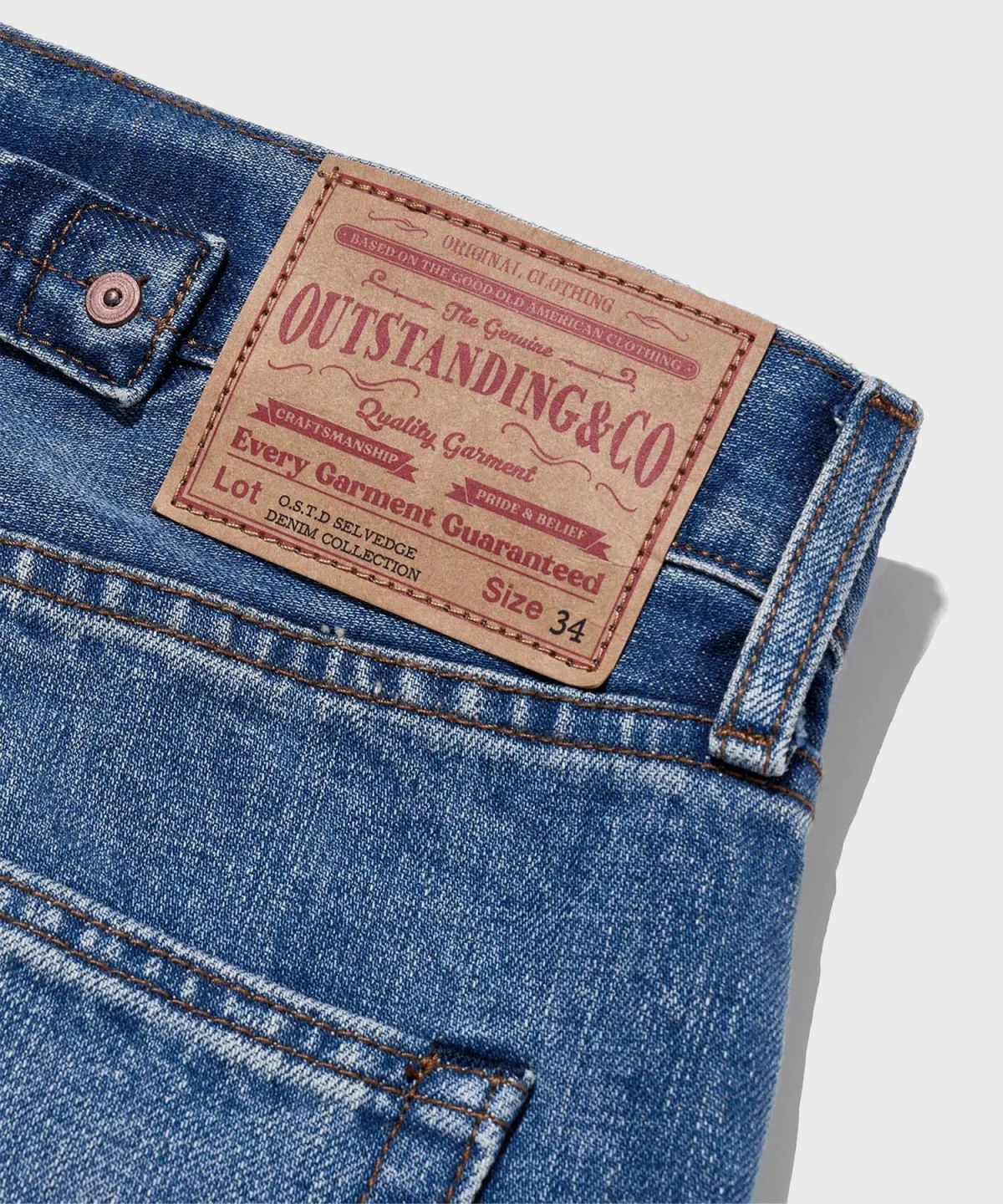 아웃스탠딩(OUTSTANDING) 30’S CINCH BACK SELVEDGE WIDE PANTS_L.BLUE