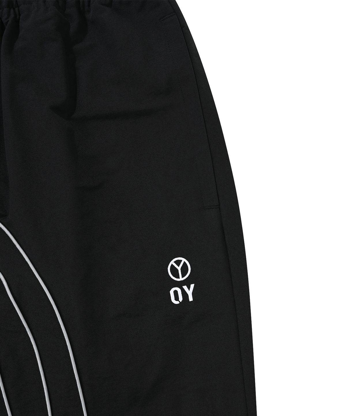 오픈야드(오와이)(OPENYARD(OY)) PIPING CURVE LINE TRACK PANTS-BLACK