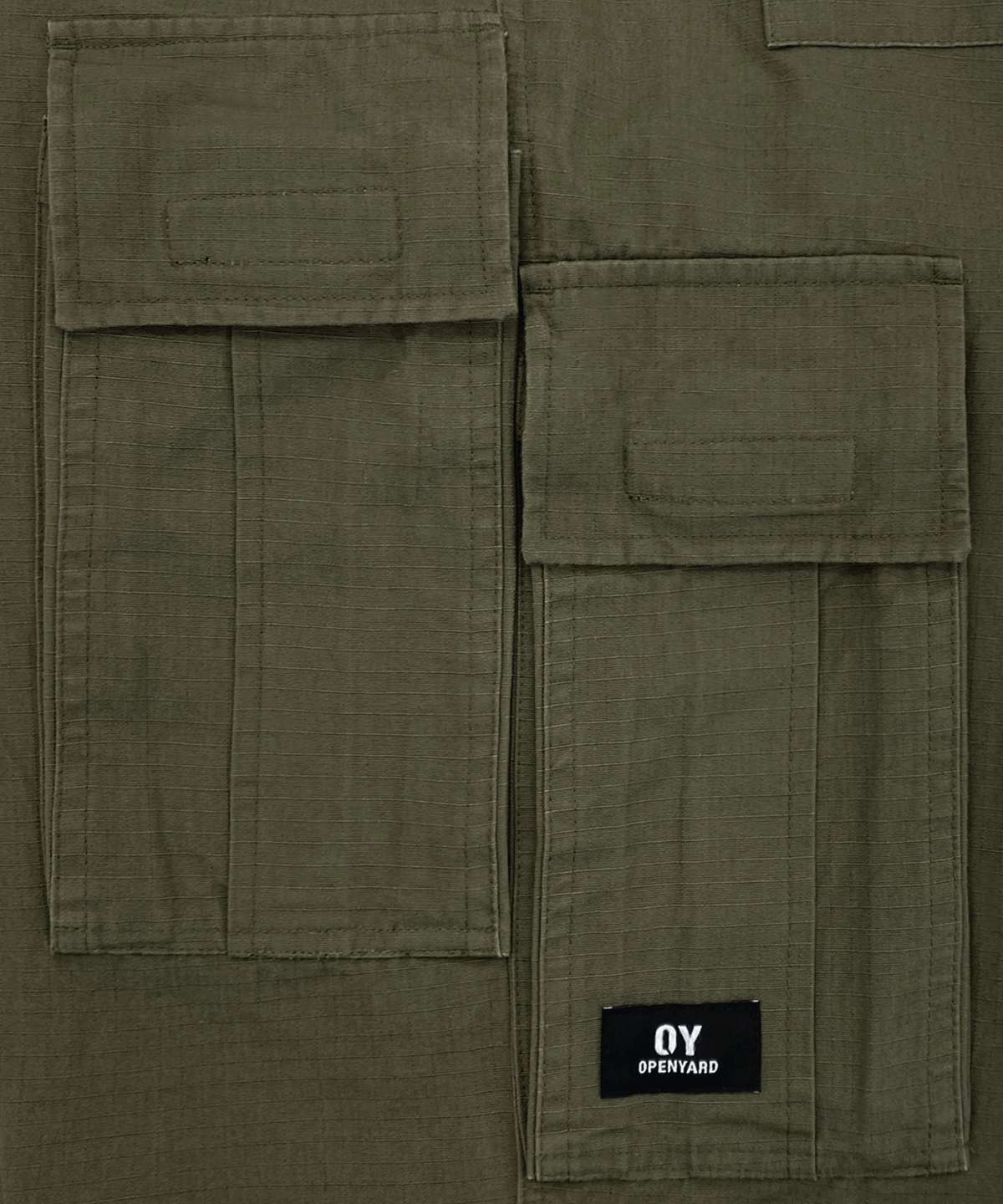 오픈야드(오와이)(OPENYARD(OY)) UNBALANCE CARGO POCKET RIP PANTS-KHAKI