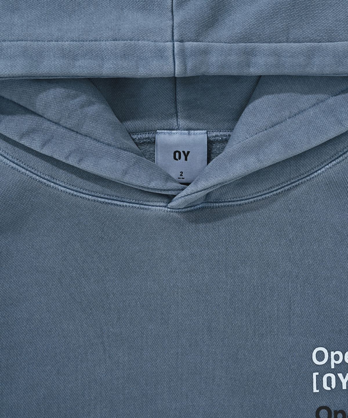오픈야드(오와이)(OPENYARD(OY)) PIGMENT TYPO HOODIE-BLUE