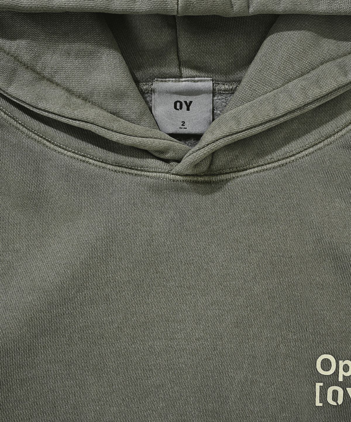 오픈야드(오와이)(OPENYARD(OY)) PIGMENT TYPO HOODIE-KHAKI