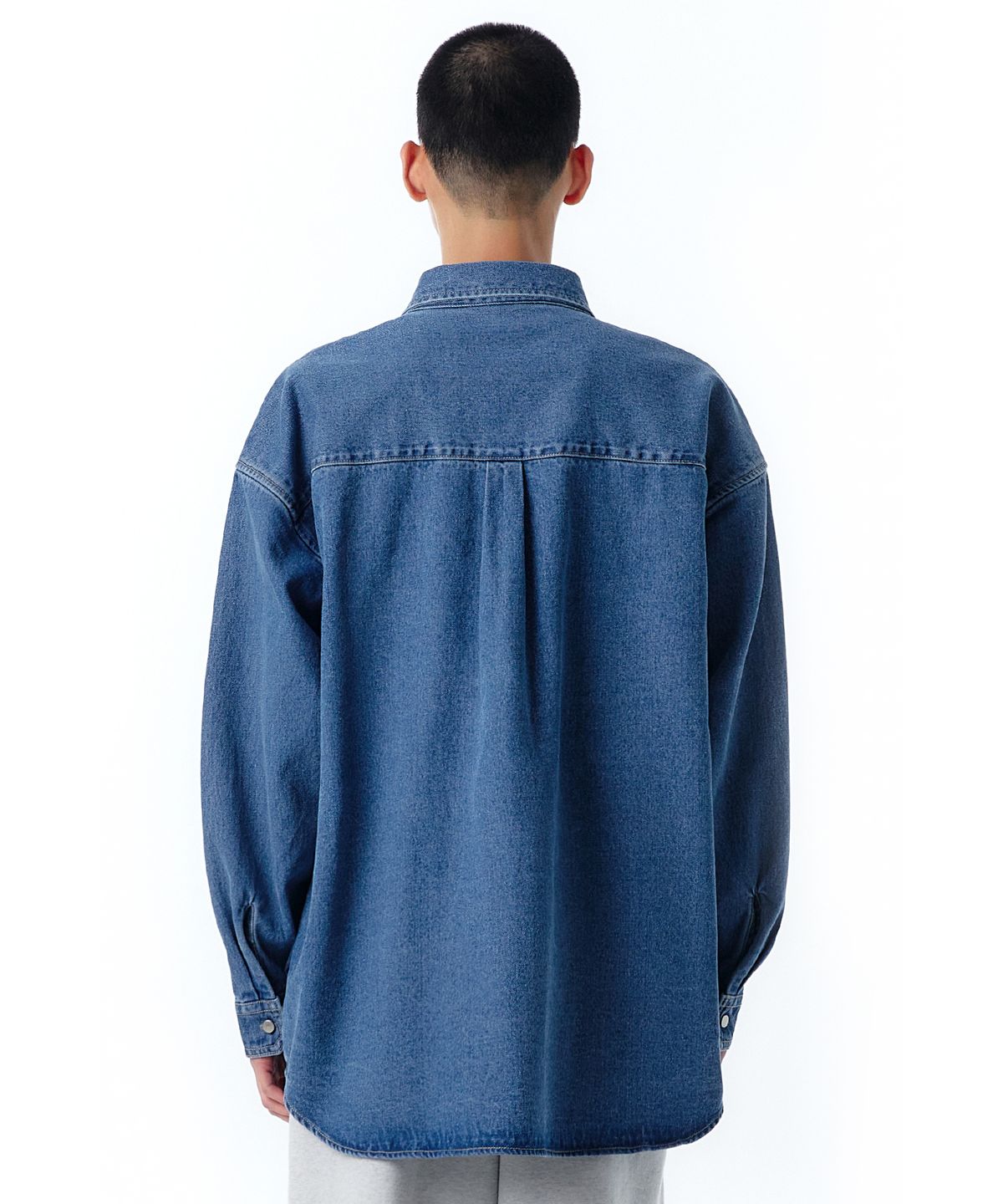 오픈야드(오와이)(OPENYARD(OY)) W.L CUTTING WASHED DENIM SHIRTS-BLUE