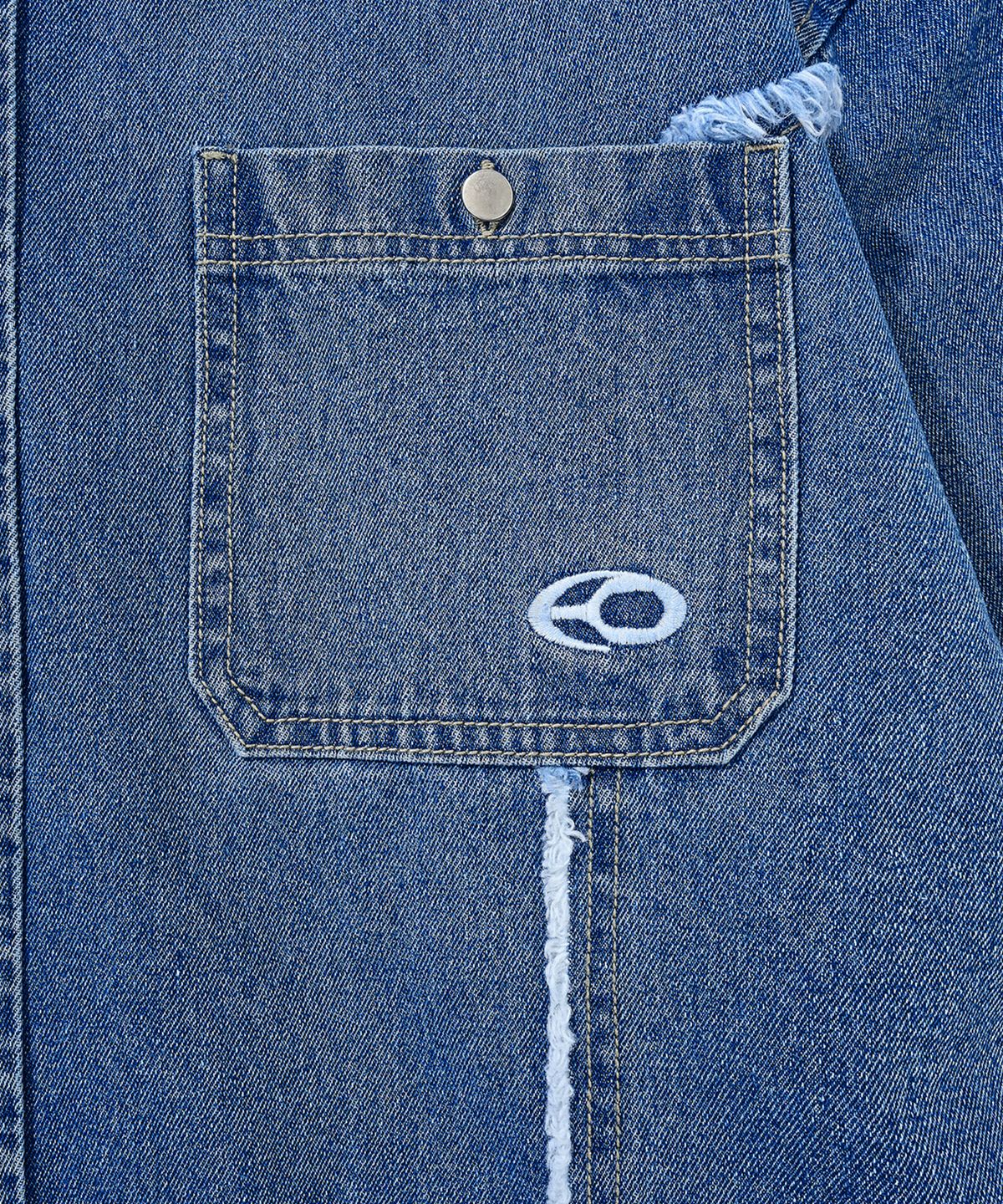 오픈야드(오와이)(OPENYARD(OY)) W.L CUTTING WASHED DENIM SHIRTS-BLUE