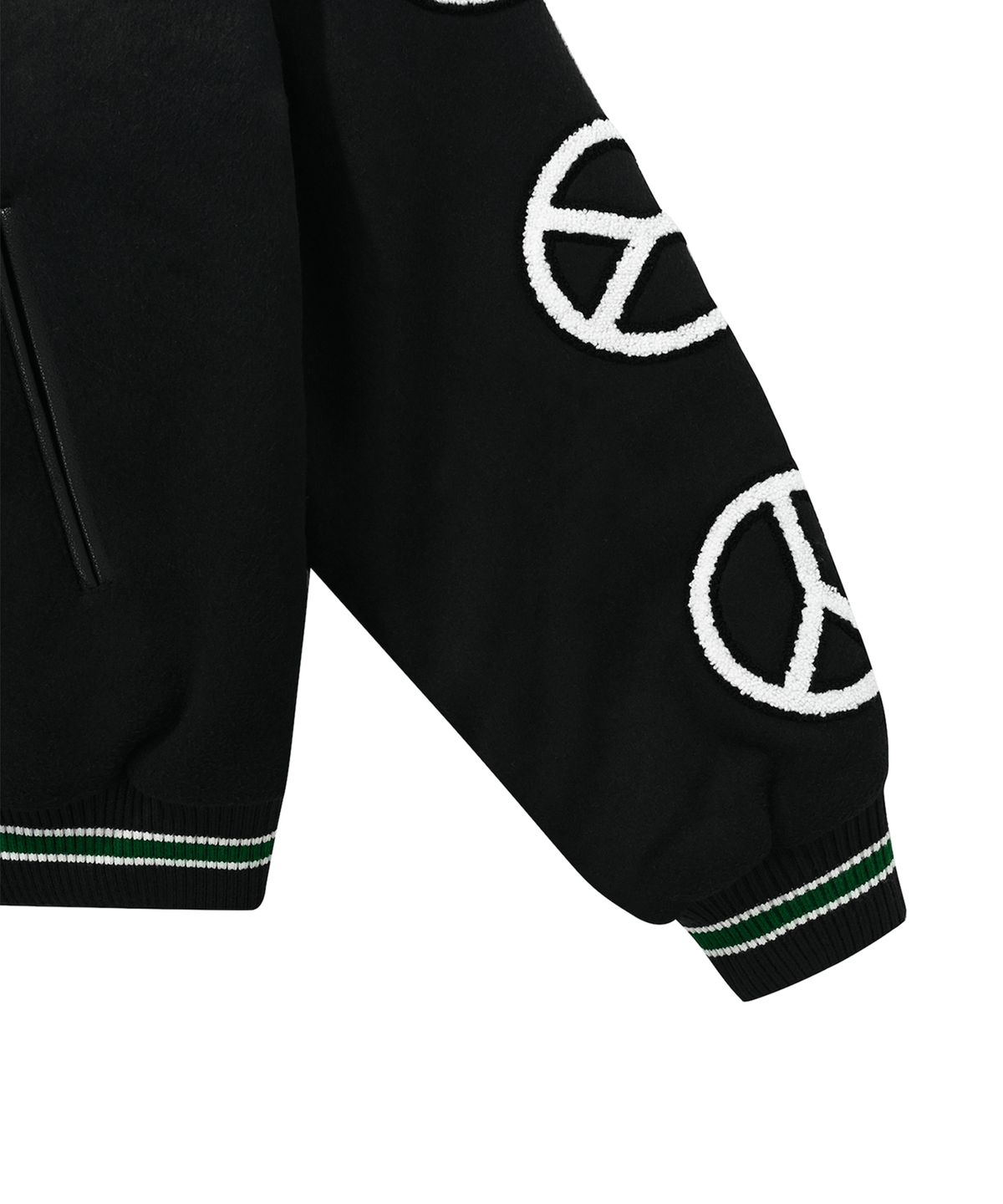 오픈야드(오와이)(OPENYARD(OY)) DISPERSION LOGO VARSITY JACKET-BLACK